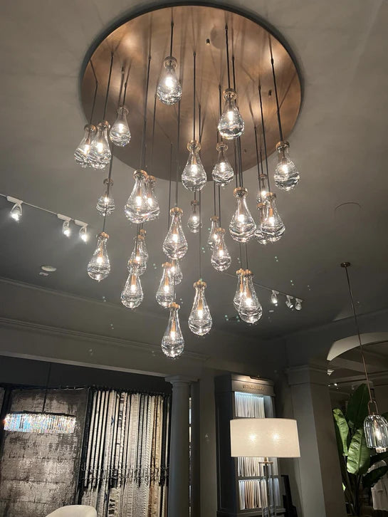 Lampadario moderno a forma di goccia di pioggia galleggiante per soggiorno/scale/ingresso