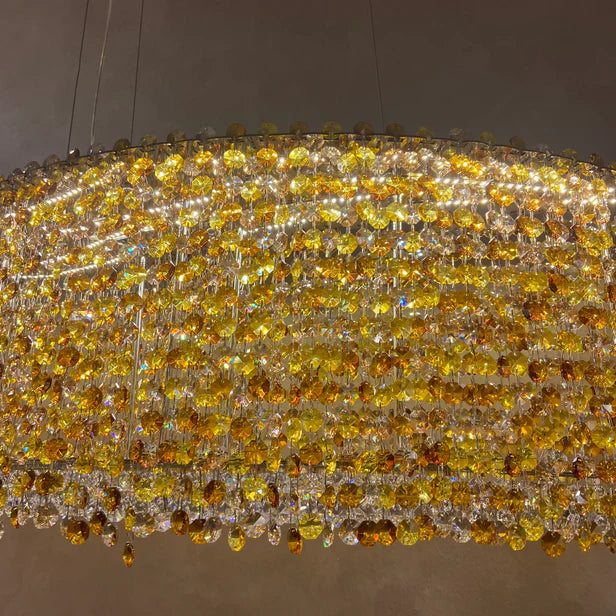 Lustre en cristal rond/ondulé de luxe italien moderne et léger, luminaire décoratif pour salon/salle à manger