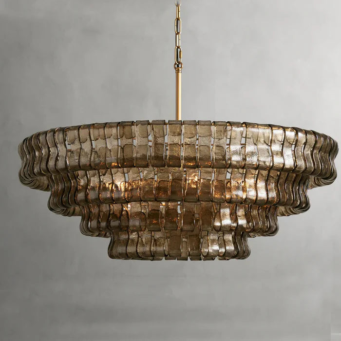 Lustre moderne en verre transparent/gris fumé pour plafond bas