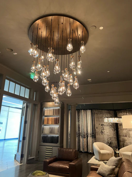 Lampadario moderno a forma di goccia di pioggia galleggiante per soggiorno/scale/ingresso