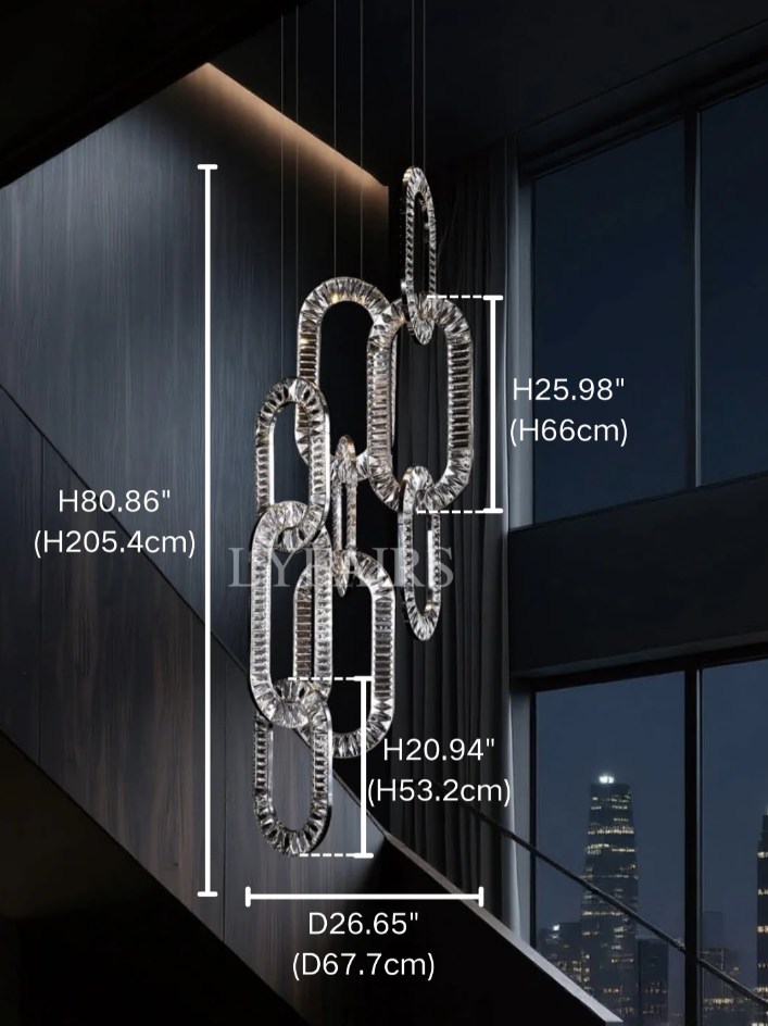 Modern Luxury Crystal Chain Cluster Chandelier for High Ceiling/Dining Room