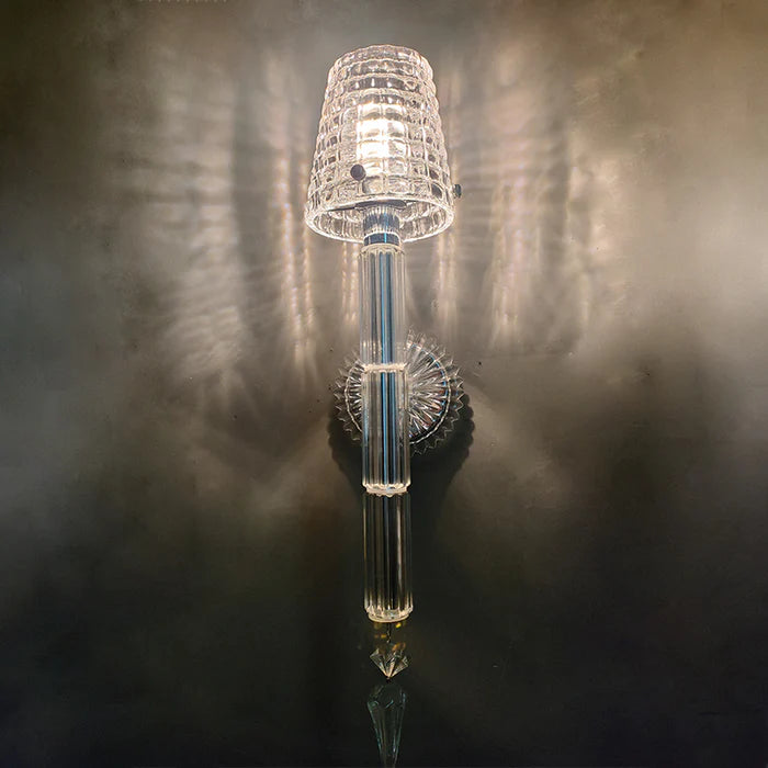 Applique murale de luxe en cristal à 1 lumière et abat-jour en verre 24 % PBO