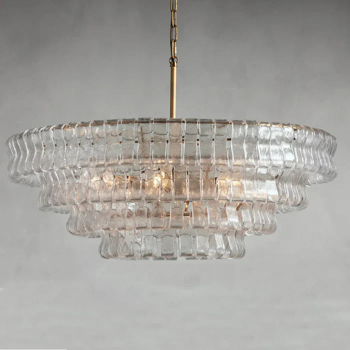 Lustre moderne en verre transparent/gris fumé pour plafond bas