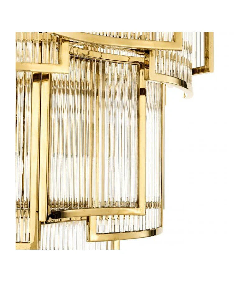 Lustre moderne à plusieurs niveaux avec tiges en cristal pour plafond haut