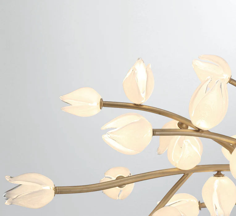 Lustre en verre à fleurs linéaires d'art moderne pour salle à manger