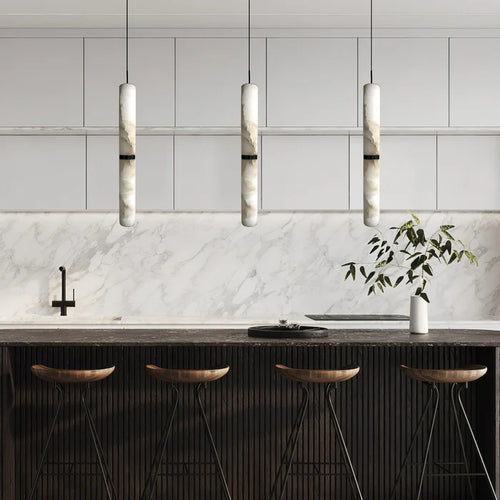 Suspension moderne en albâtre pour îlot de cuisine/table de chevet