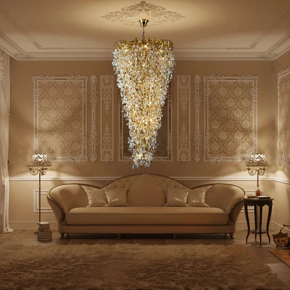 Lustre en cristal de luxe moderne et léger pour salle à manger/salon