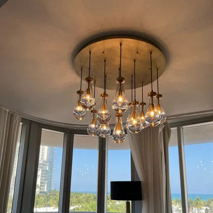 Lampadario moderno a forma di goccia di pioggia galleggiante per soggiorno/scale/ingresso