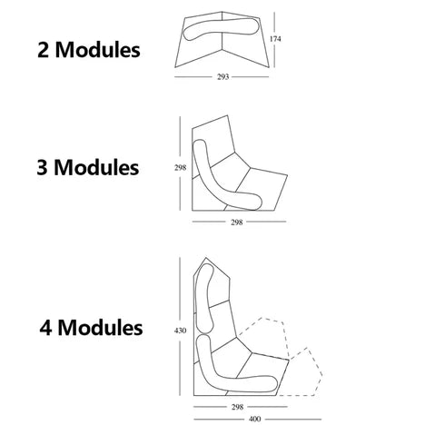 Modern 2/3/4 Modules Curved Rock Corner Sofa