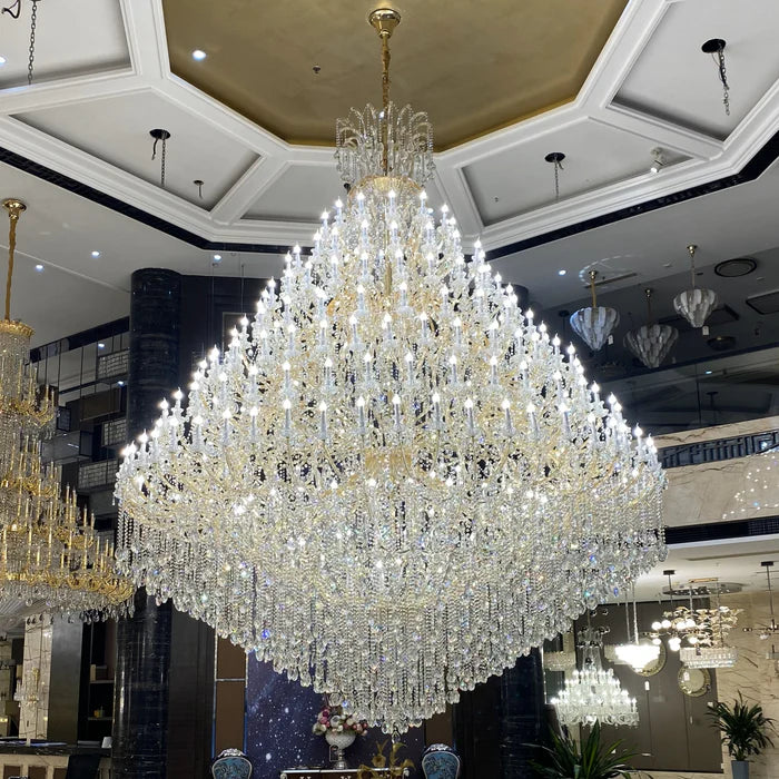 Lustre en cristal géant à bougie pour plafond haut