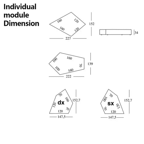 Modern 2/3/4 Modules Curved Rock Corner Sofa
