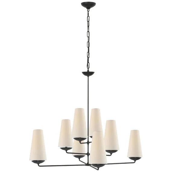 Lampadario verticale in finitura bronzo/nero/bianco