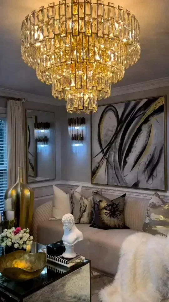 Lustre en cristal à plusieurs niveaux pour chambre/salon/salle à manger