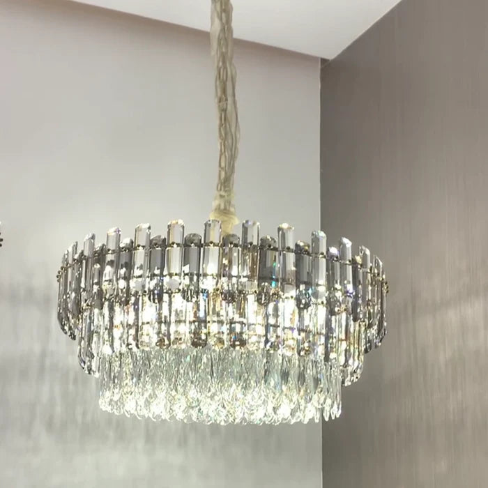 Lustre en cristal rond/rectangulaire de luxe léger pour salon/salle à manger/chambre