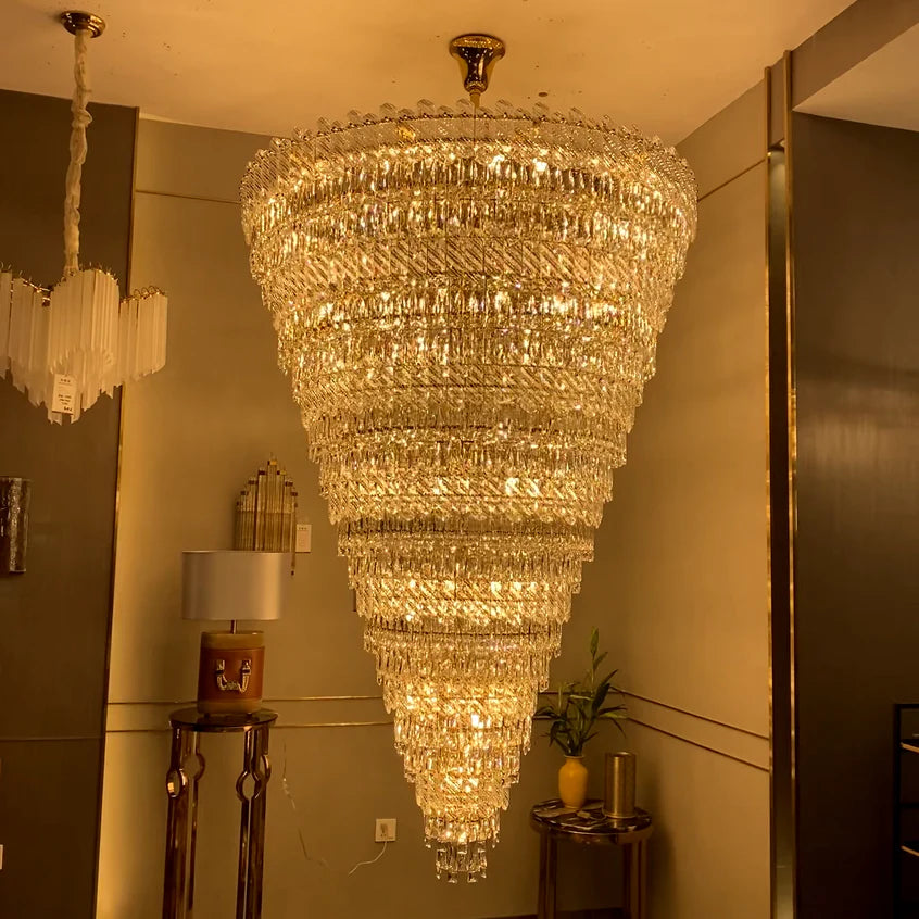 Lustre en cristal de luxe extra large pour escalier/salon/hall/villa