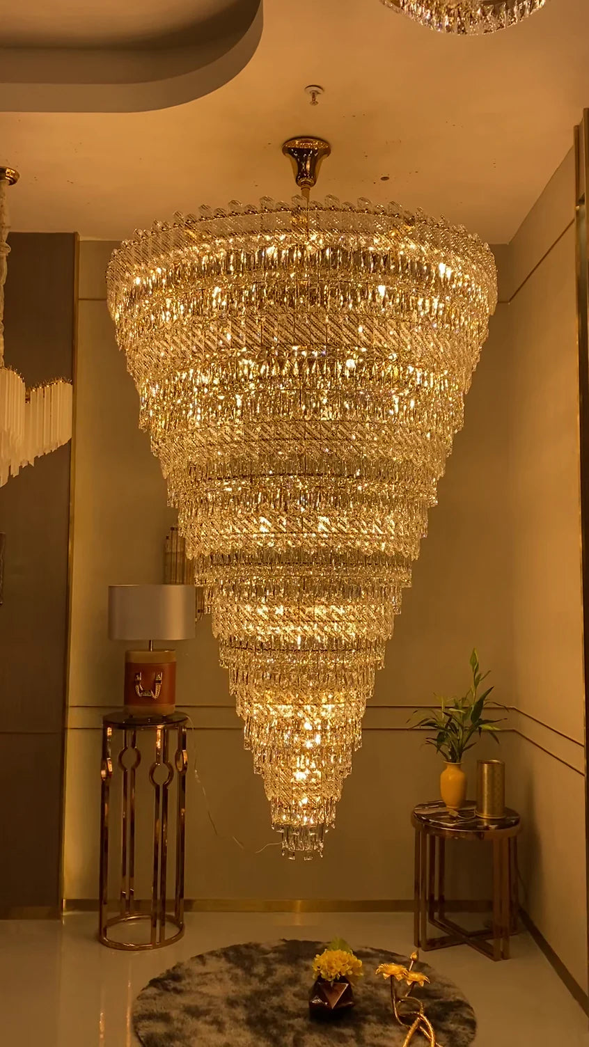 Lustre en cristal de luxe extra large pour escalier/salon/hall/villa