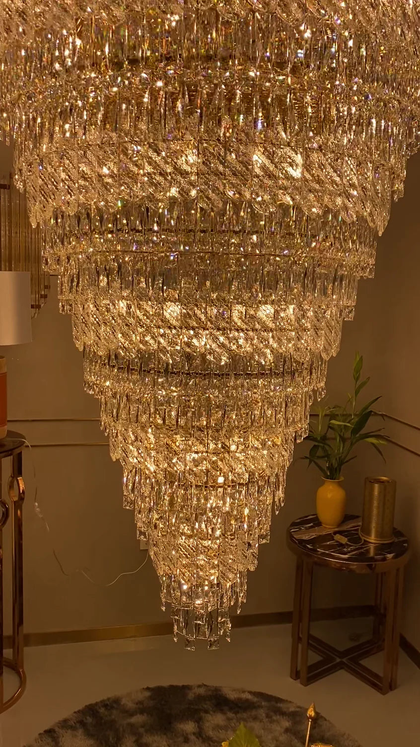 Lustre en cristal de luxe extra large pour escalier/salon/hall/villa