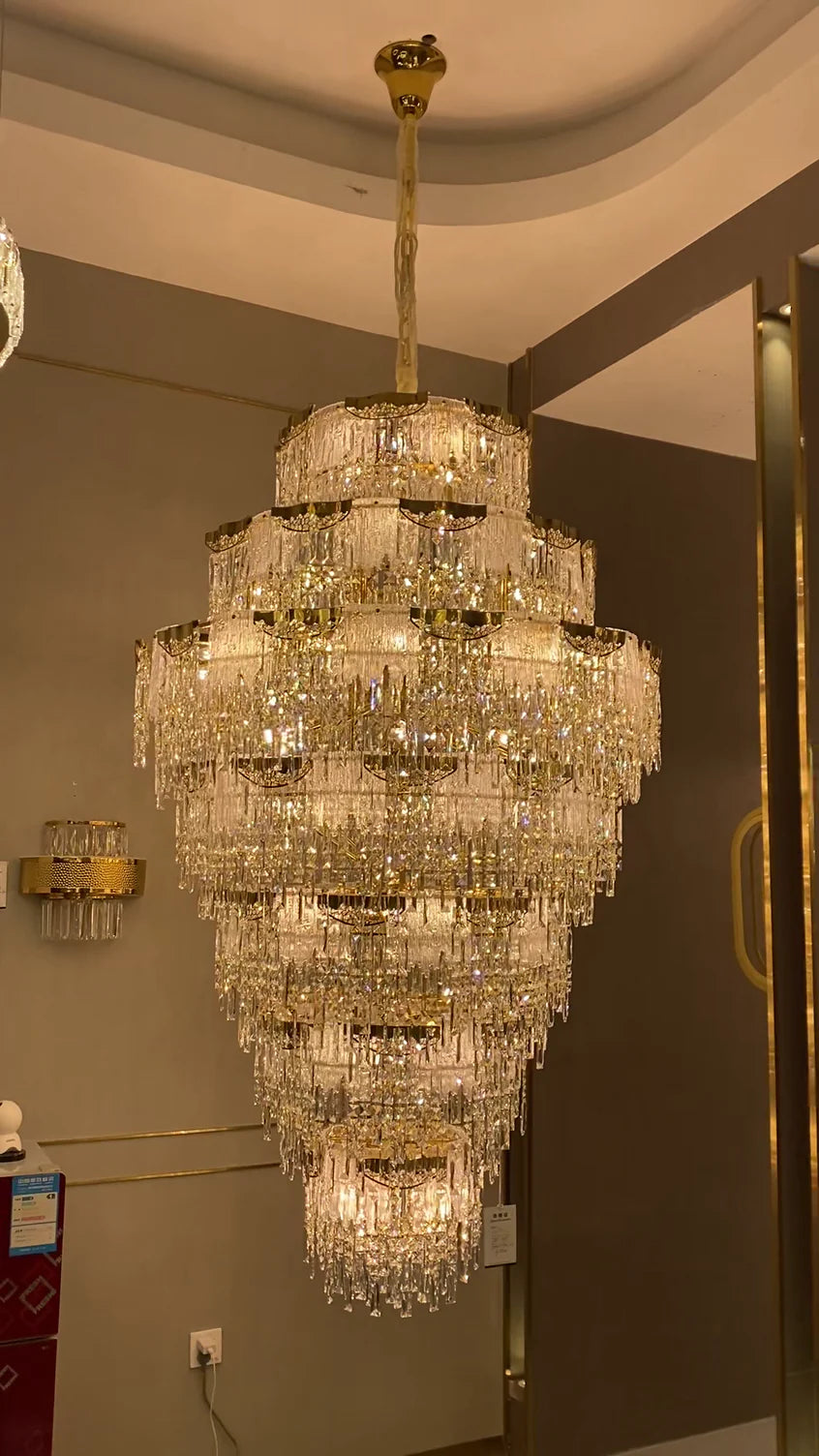 Luxury Extra Large Multi-tier Melting Ice Crystal Chandelier for Staircase/Foyer/Entryway/Hotel