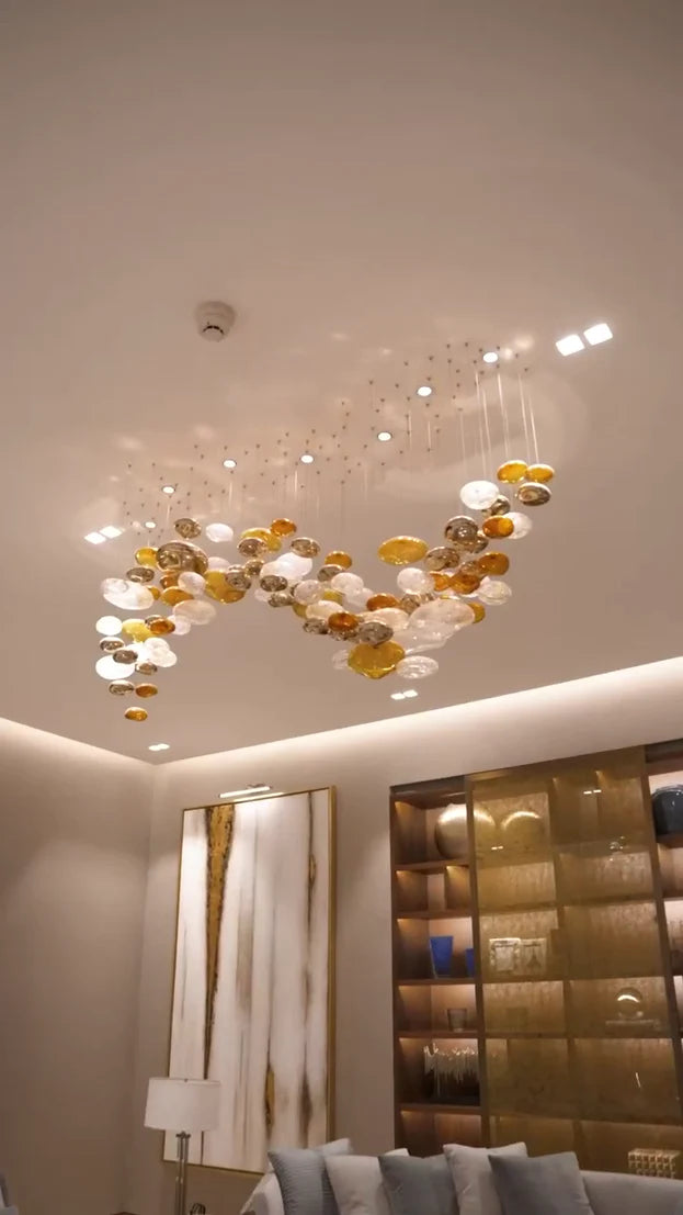 Light Luxury Colorful Glass Floating Chandelier for Living Room