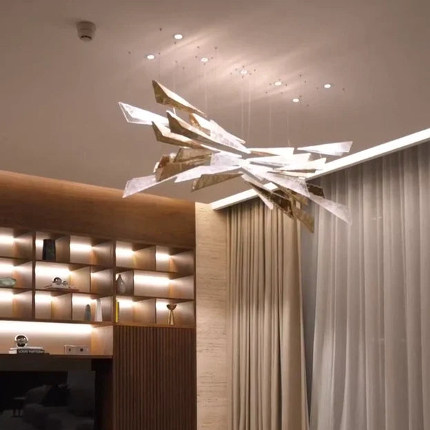 Lustre flottant de luxe en verre glaçon créatif pour salon/villa
