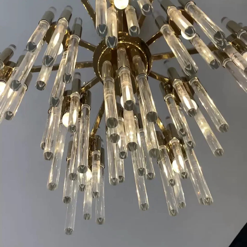 Lampadario moderno di lusso a cilindri in vetro a più livelli per soggiorno/camera da letto/sala da pranzo/bagno