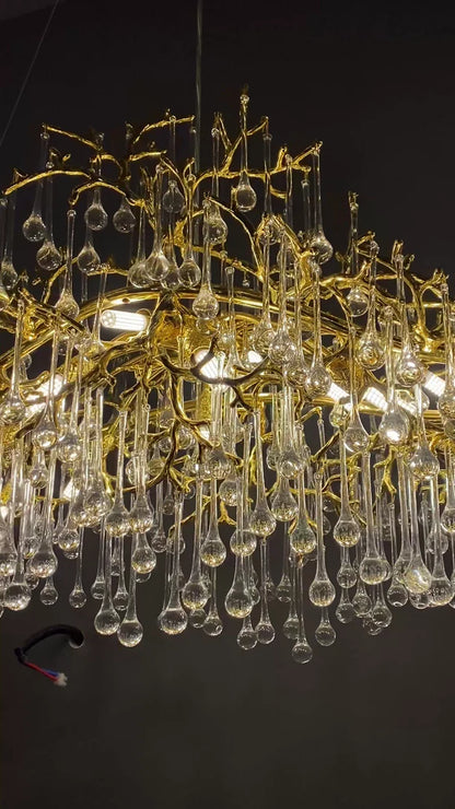 Luxury Gold Crystal Raindrop Chandelier for Dining Room/Kitchen Island