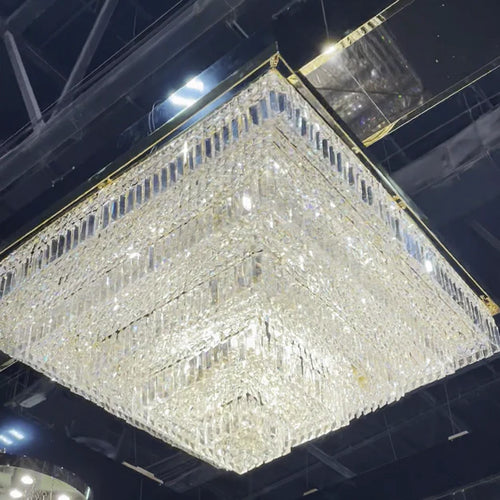 Lustre carré moderne en cristal pour salon/chambre