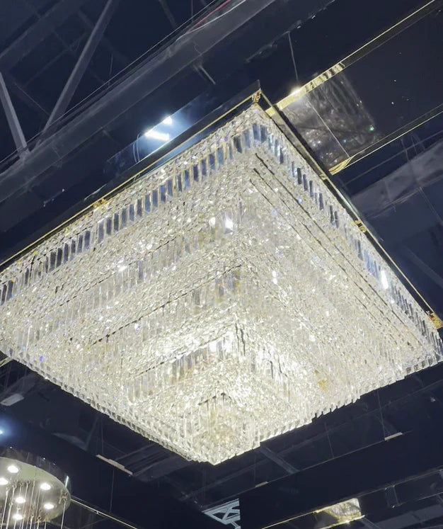 Lustre carré moderne en cristal pour salon/chambre