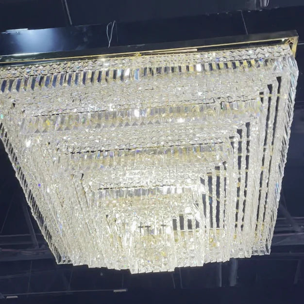 Lustre carré moderne en cristal pour salon/chambre