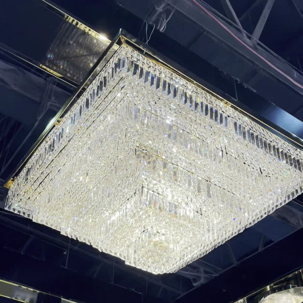 Lustre carré moderne en cristal pour salon/chambre