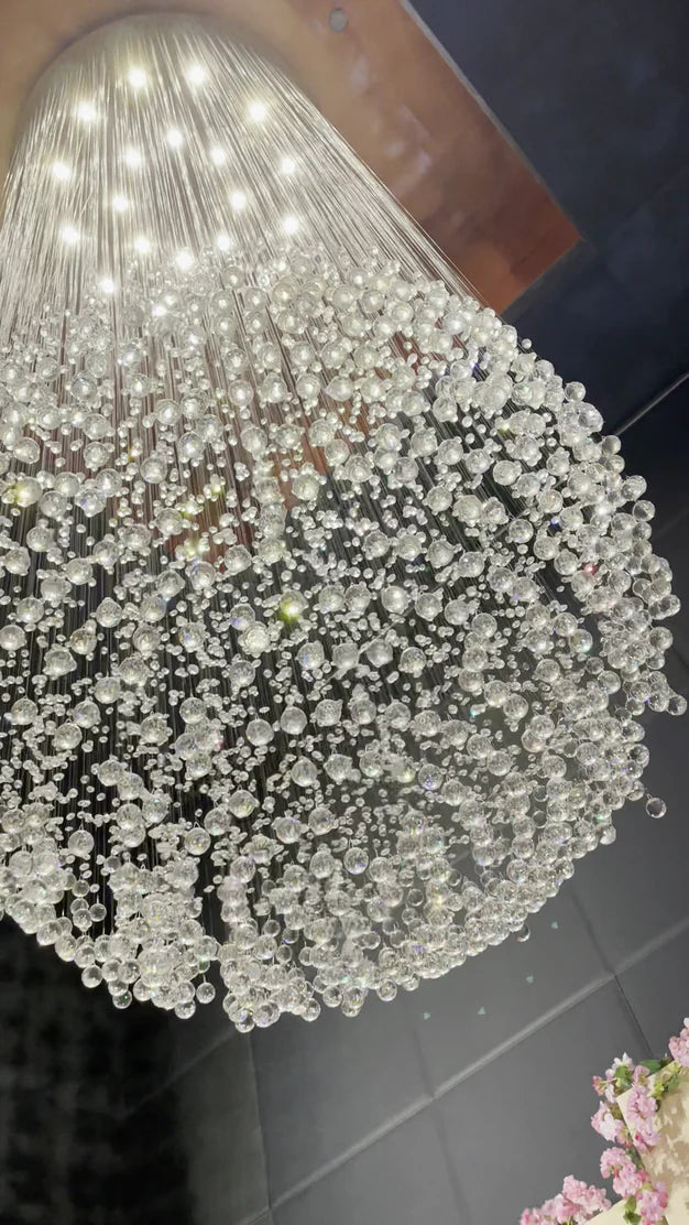 Lampadario moderno a forma di goccia di cristallo per soggiorno/scala/ingresso