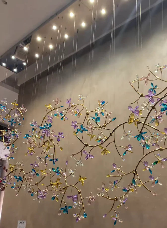 Lampadario moderno a grappolo di cristalli floreali per sala da pranzo/isola della cucina