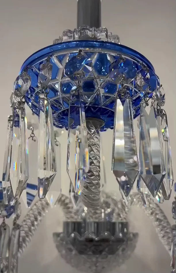 Applique murale de luxe à 3 bougies en cristal bleu