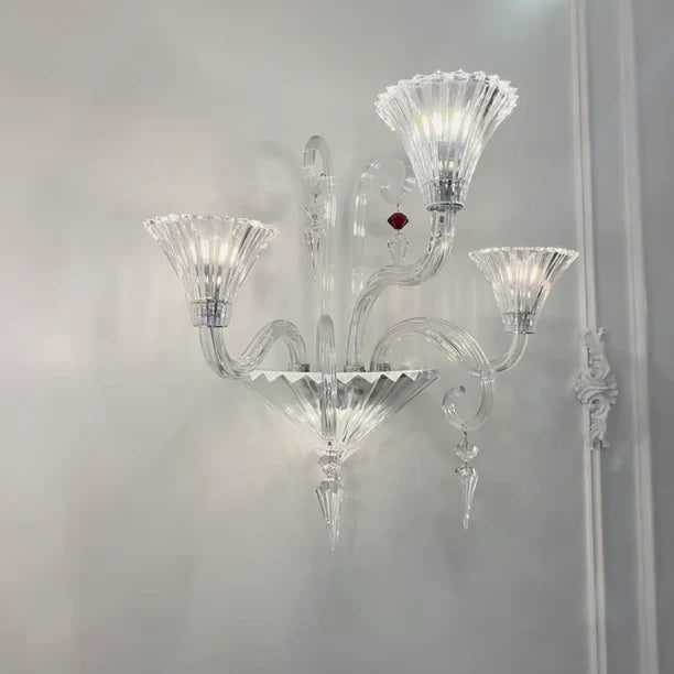 Applique murale de luxe en cristal classique oriental à 2/3 bras