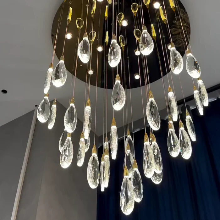 Lustre moderne en cristal flottant pour plafond haut