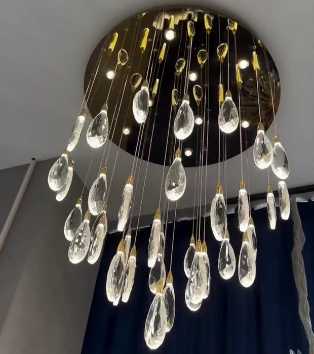 Lustre moderne en cristal flottant pour plafond haut