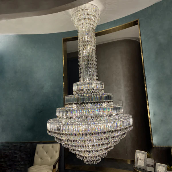 Lampadario di cristallo di lusso con foglie in stile impero per scale/ingresso/soggiorno