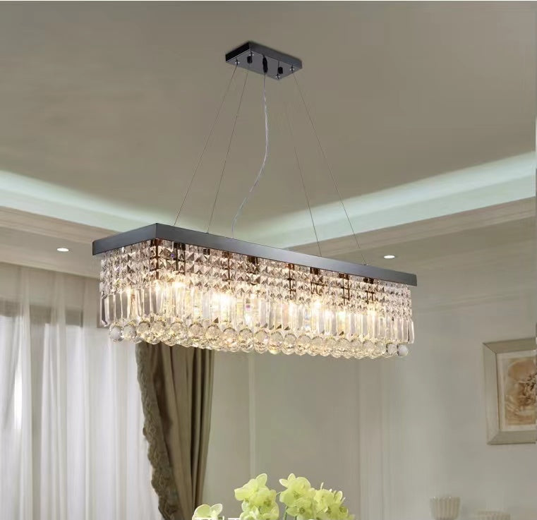 Moderni lampadari in cristallo, lampadario a isola Retangle per cucina e sala da pranzo