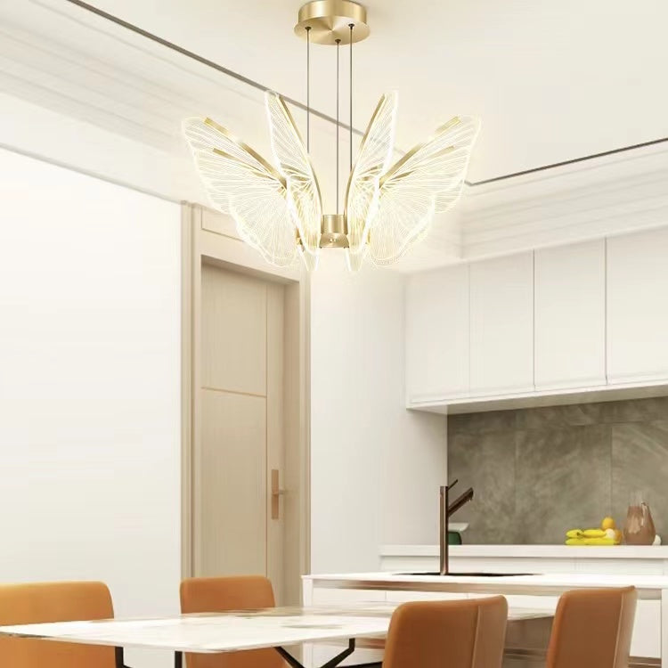 Lampadari a LED in acrilico a forma di farfalla per sala da pranzo