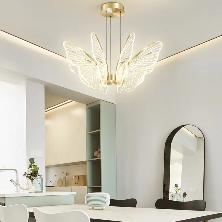 Lampadari a LED in acrilico a forma di farfalla per sala da pranzo
