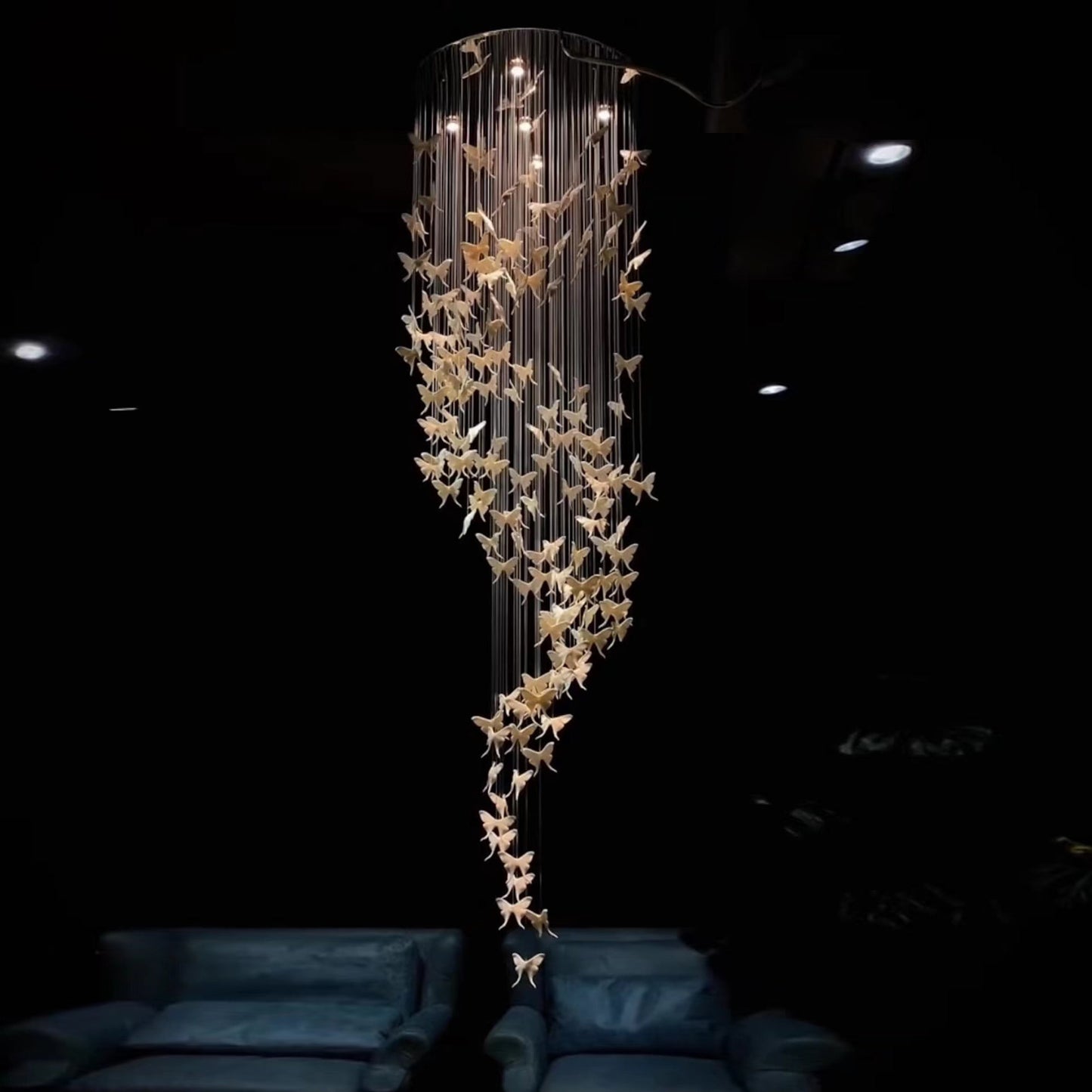 Lampadario moderno a forma di scala a chiocciola per soffitto alto, soggiorno/ingresso