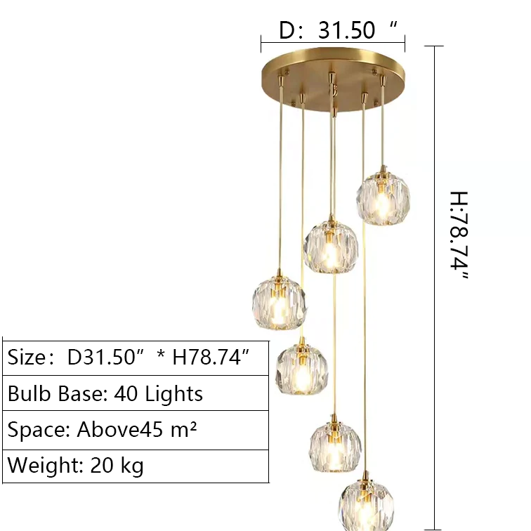 ball shaped staircase chandelier 40 lights