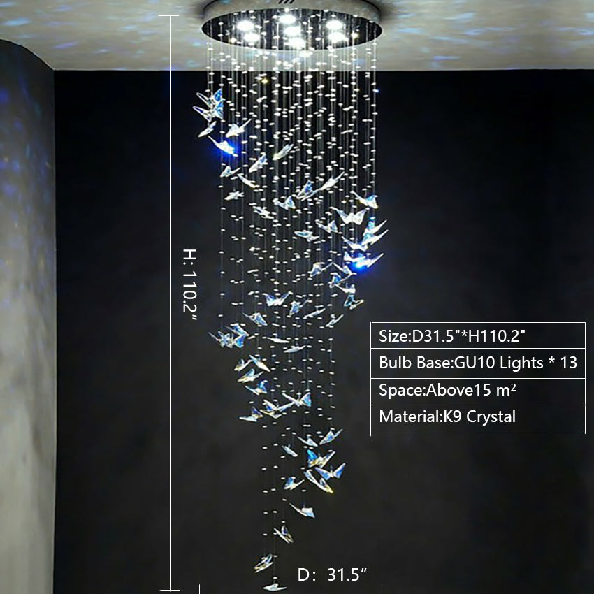extra length staircase high ceiling crystal chandelier lovely shiny light fixture tiktok popular