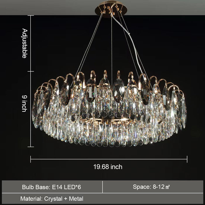 Luxurious K9 Crystal Chandelier in Brass Finish | Modern Ceiling Light Fixtures