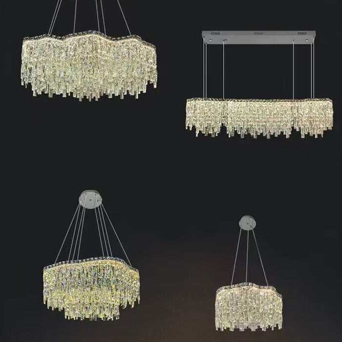 chandelier,chandeliers,pendant,rods,crystal,metal,stainless steel,clound,rectangle,oval,round,rings,ceiling,kitchen island,kitchen bar,bar,dinng table,dining bar,living room,bedroom,bathroom,home office