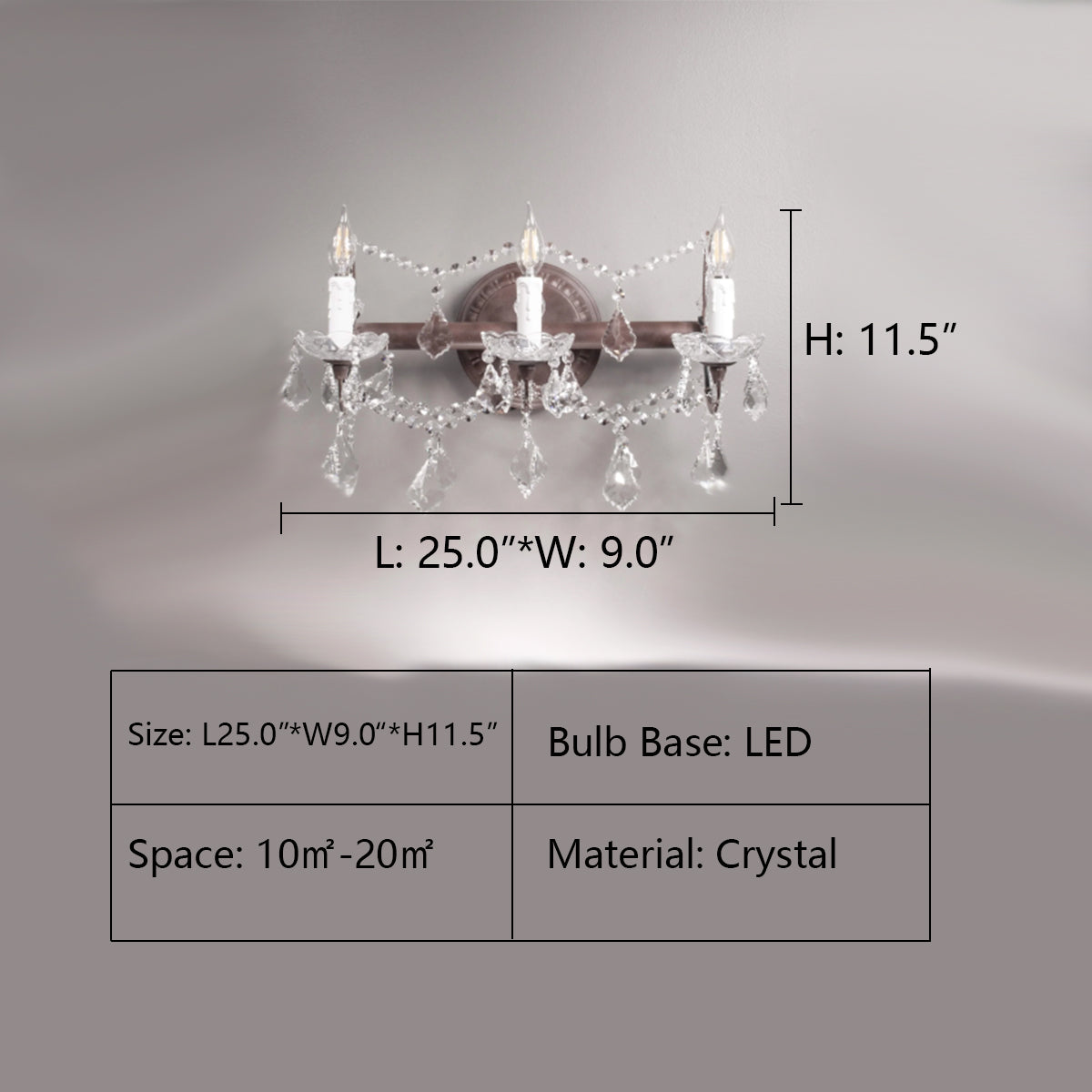 3Light: L25.0"*W9.0"*H11.5" wall light,wall source,candle,crystal pendant,rectangle,raindrop,teardrop,classical,pendant,light,lamp