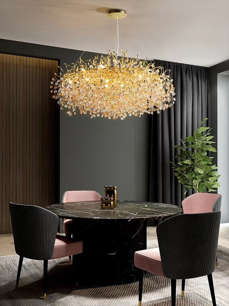 Nuovo lampadario di cristallo moderno e lussuoso con rami per sala da pranzo/soggiorno