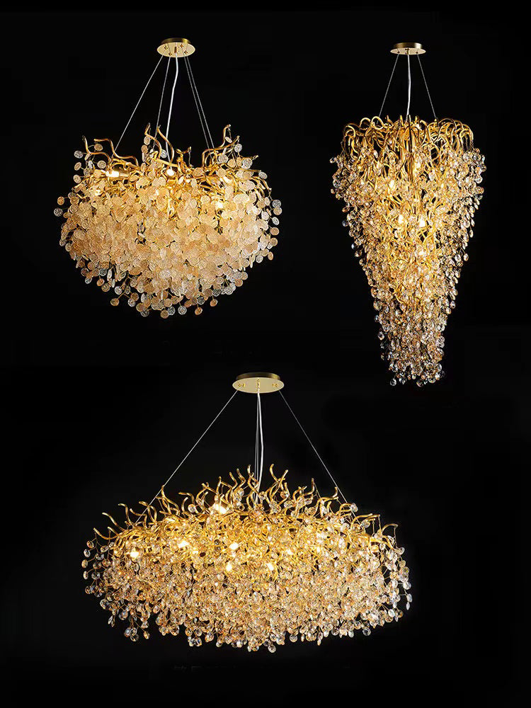 Nuovo lampadario di cristallo moderno e lussuoso con rami per sala da pranzo/soggiorno