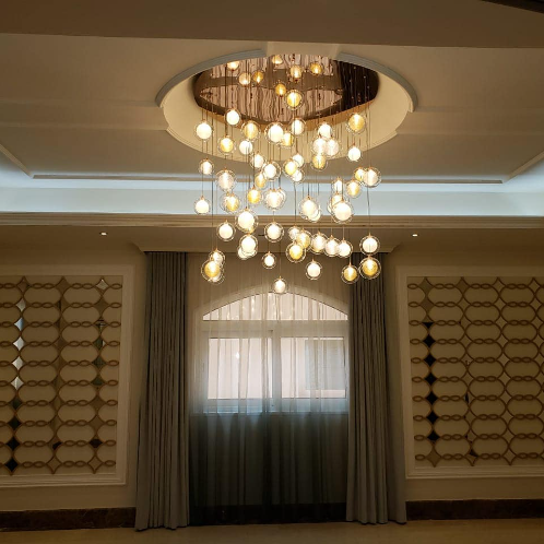 Extra Large Flush Mount Multiple Glass Bubble Pendant Chandelier for Living Room