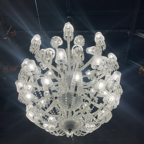Lustre suspendu en cristal de luxe extra large avec abat-jour en forme de bougie pour salon/hall d'entrée